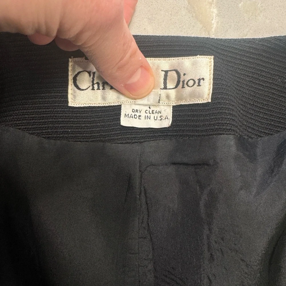Vintage Christian Dior Black Blazer Jacket 100% Wool Size 14
